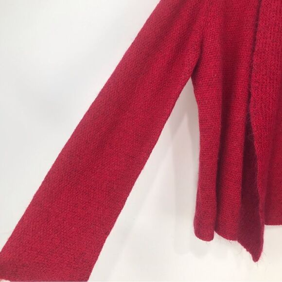 Eileen Fisher Red Mohair Cashmere Wool Blend Open Front Cardigan Sweater - Picture 9 of 15